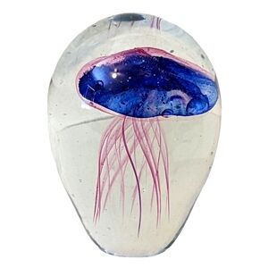 Vintage Estate Art Glass Jellyfish Paperweight